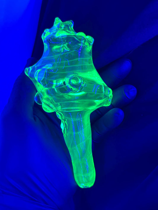 UV Reactive Blown Glass Conch Shell Sculpture