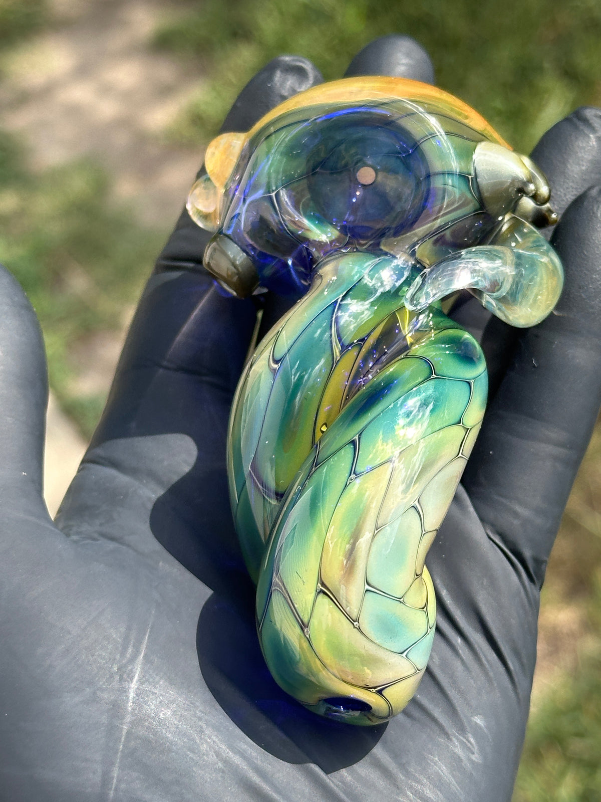 Fumed fish scale twisty spoon with wig was cap