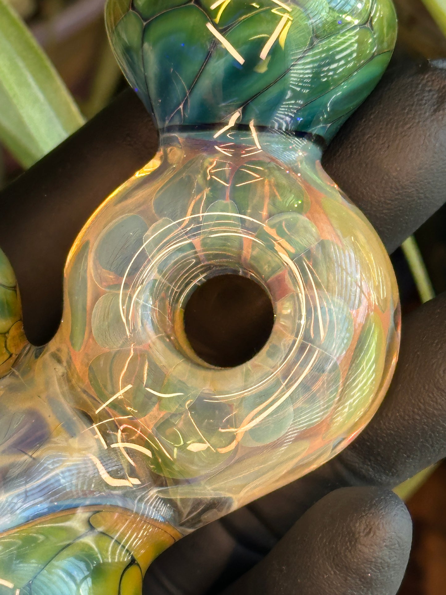 Inside Out Fumed Donut Water piece - Cobalt Scale & Honeycomb