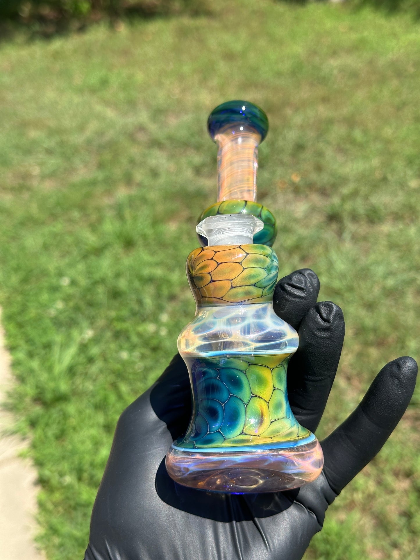 Inside Out Fumed Donut Water piece - Cobalt Scale & Honeycomb