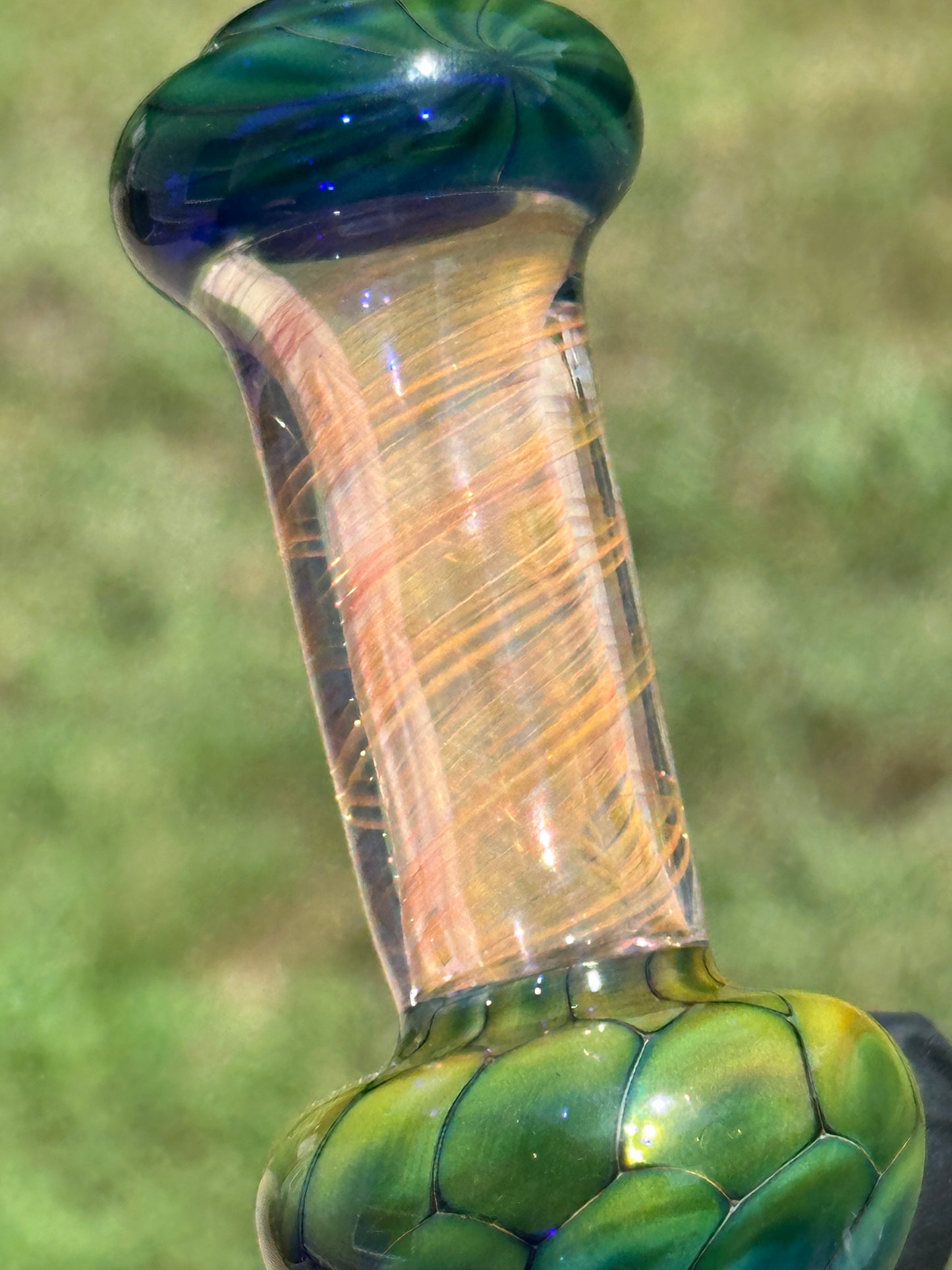 Inside Out Fumed Donut Water piece - Cobalt Scale & Honeycomb