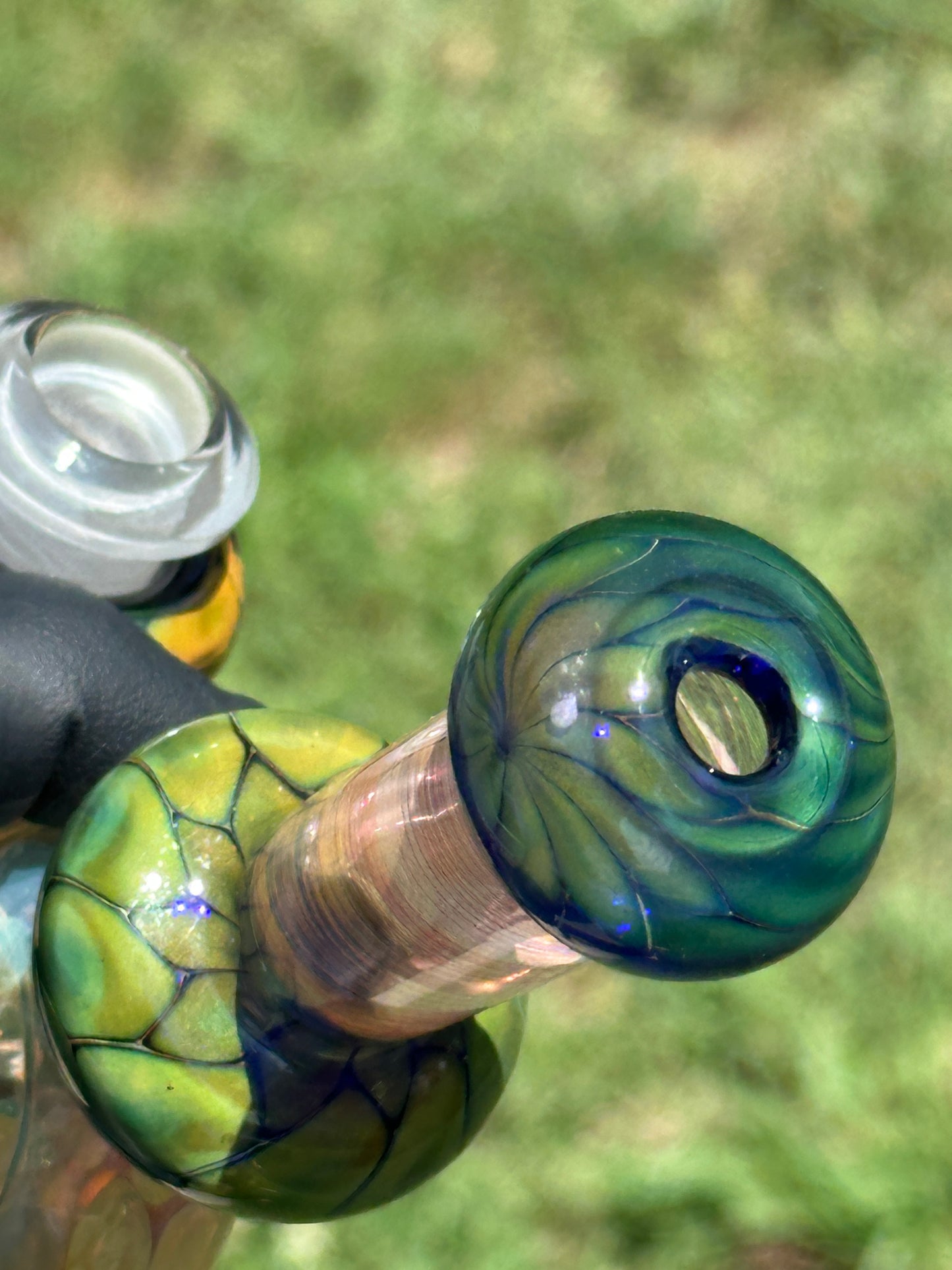 Inside Out Fumed Donut Water piece - Cobalt Scale & Honeycomb