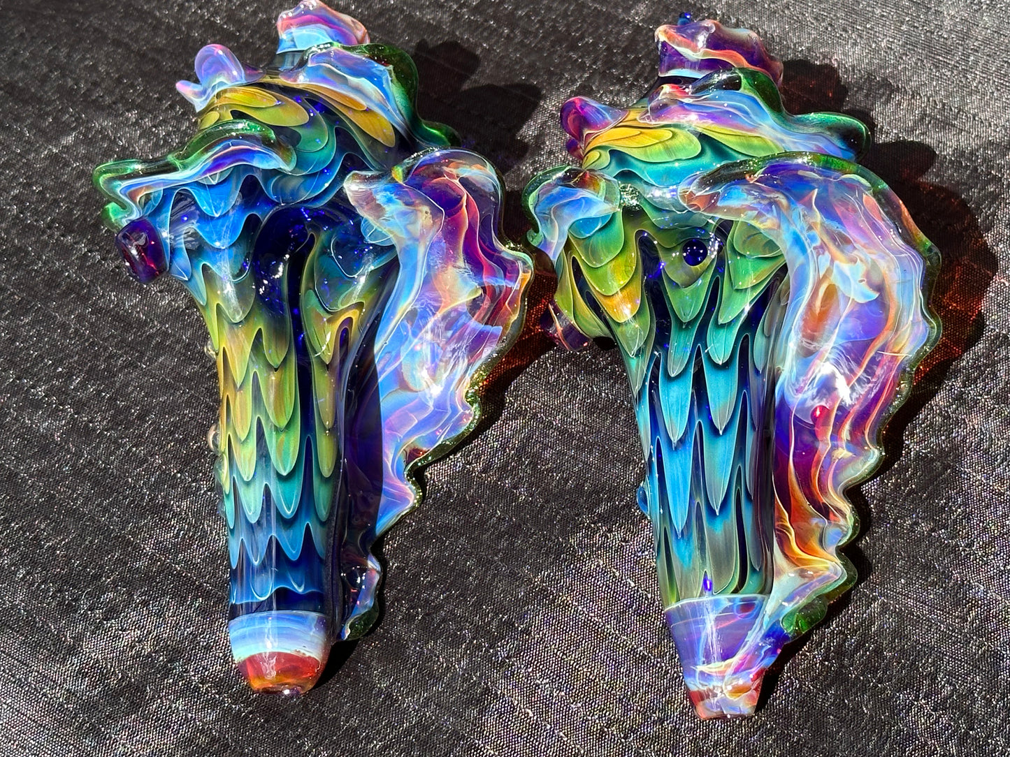 Functional Conch Shell Sculpture in Fume on cobalt colorway