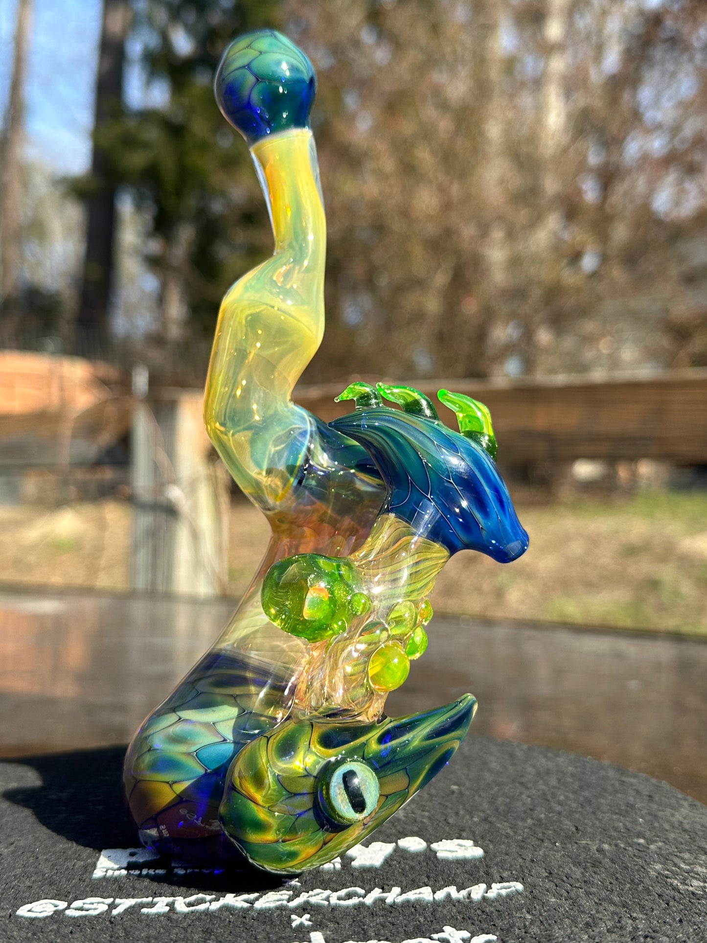 UV reactive Dragon Eye Sherlock bubbler