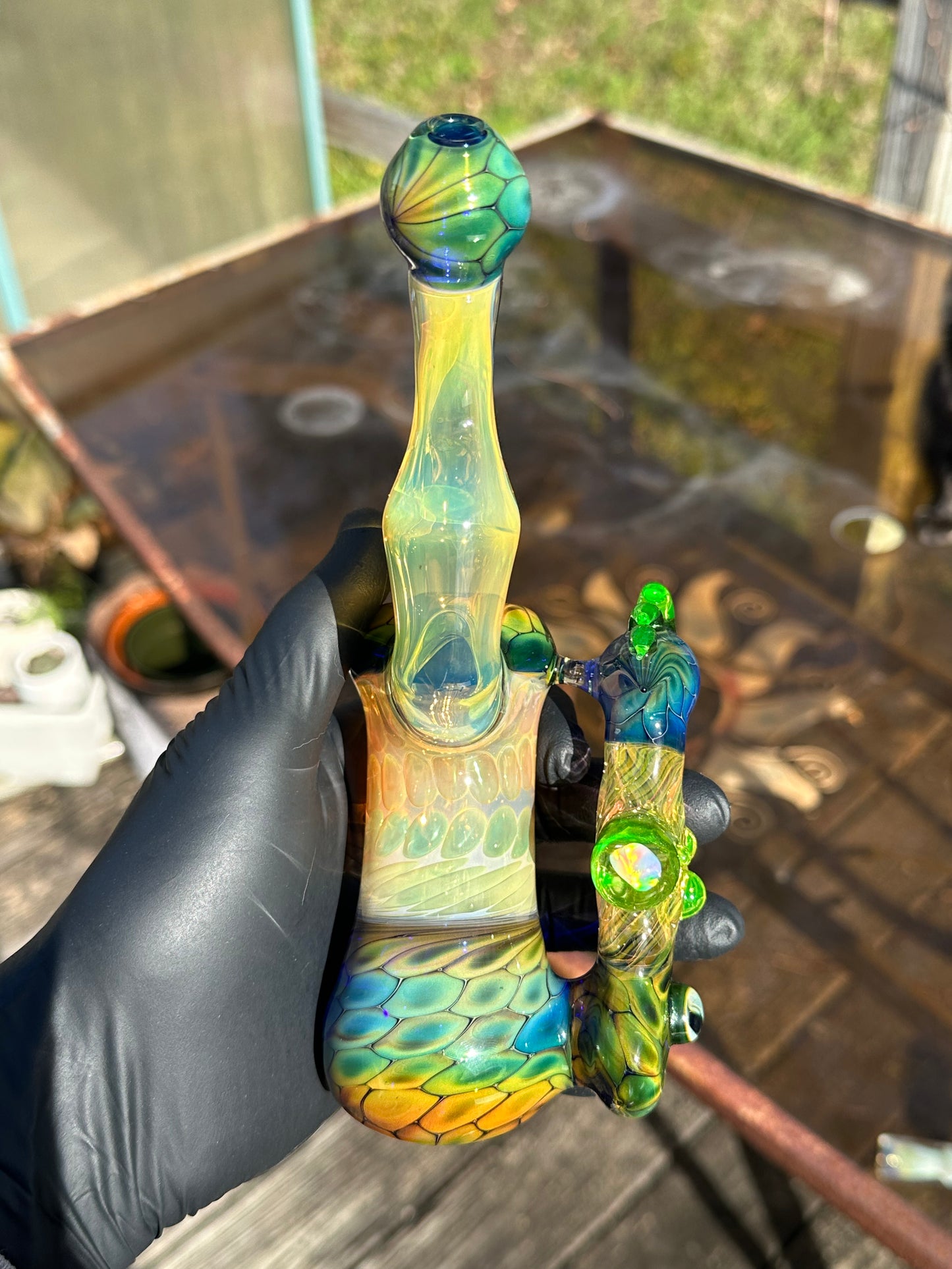 UV reactive Dragon Eye Sherlock bubbler