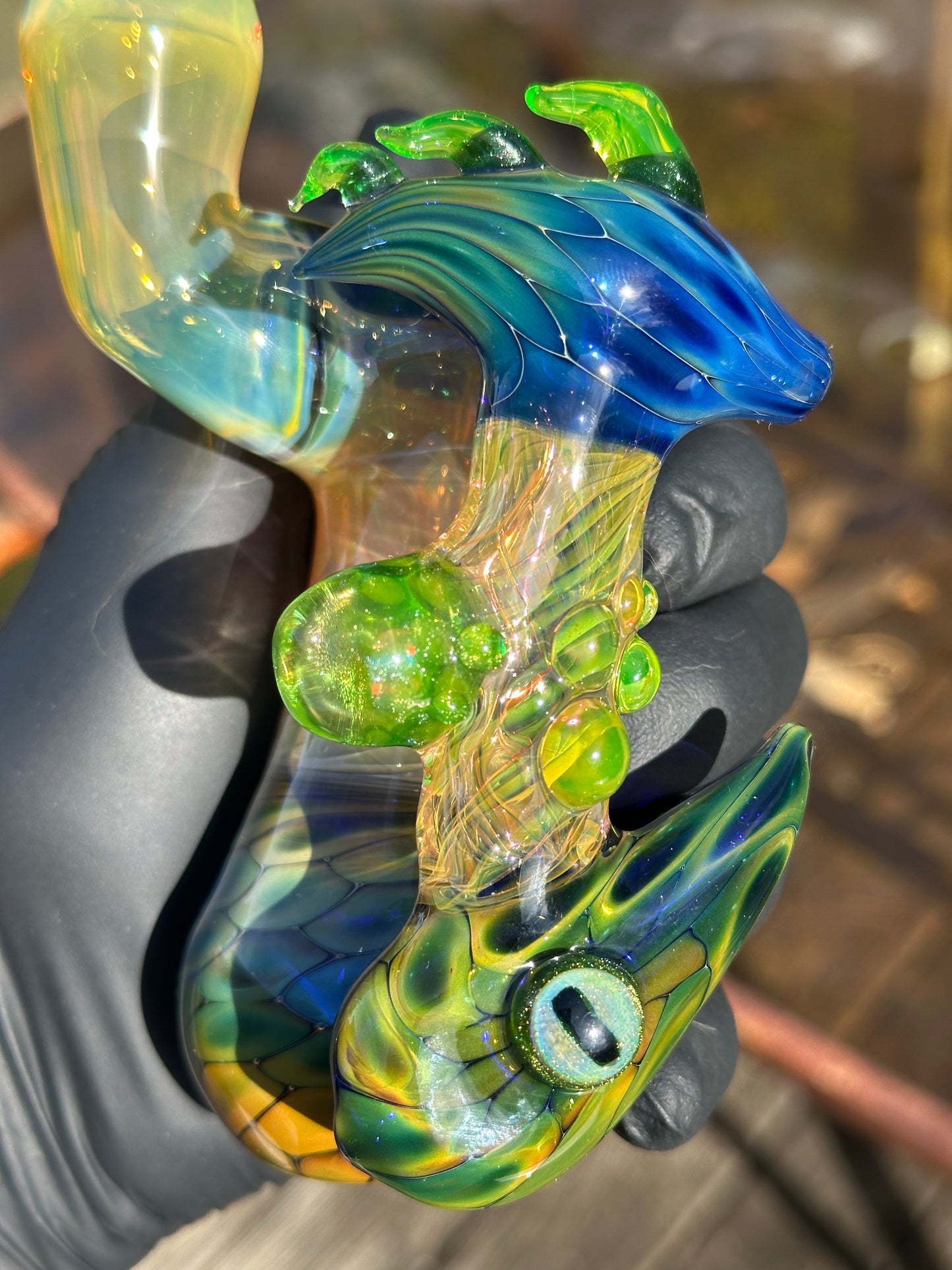 UV reactive Dragon Eye Sherlock bubbler