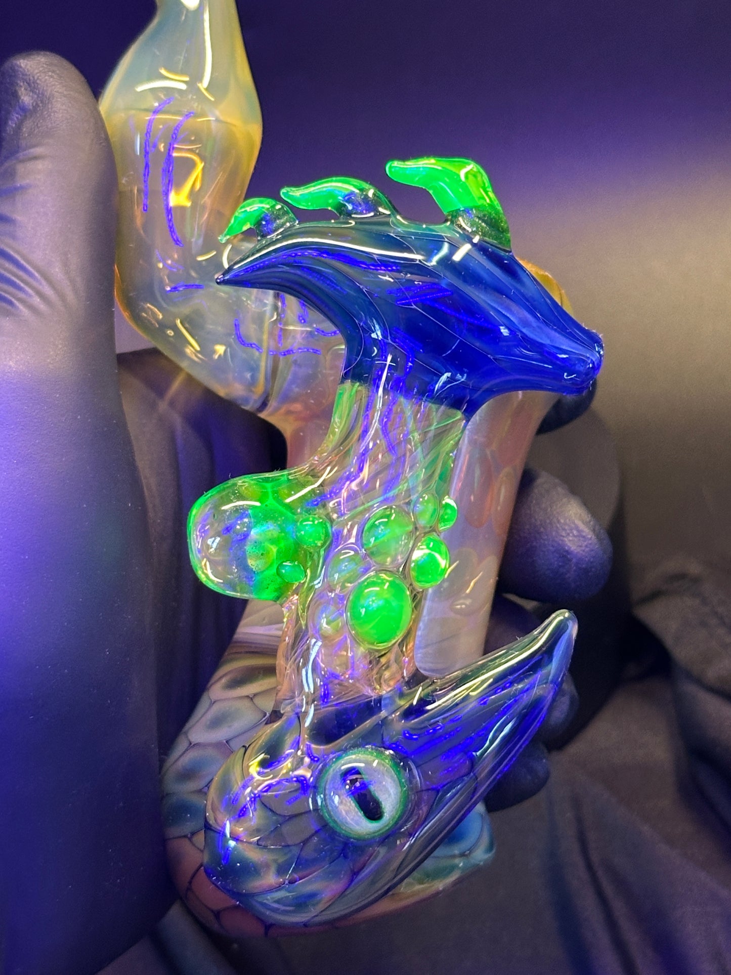 UV reactive Dragon Eye Sherlock bubbler
