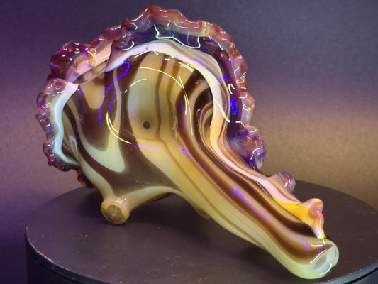 Blown Glass Functional Conch Shell in Woodgrain