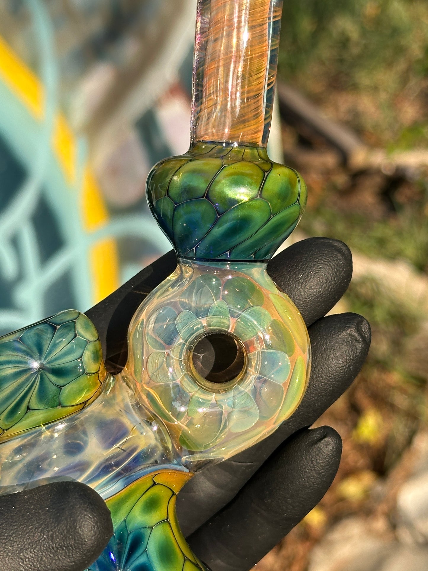 Inside Out Fumed Donut Water piece - Cobalt Scale & Honeycomb
